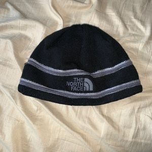 black and grey north face beanie